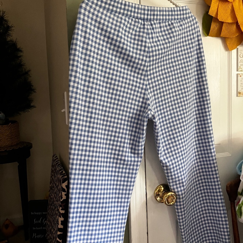 Susan Graver, pull on, size small,  blue and white check